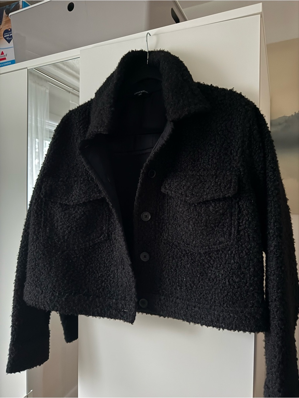 George Black Cropped Teddy Jacket